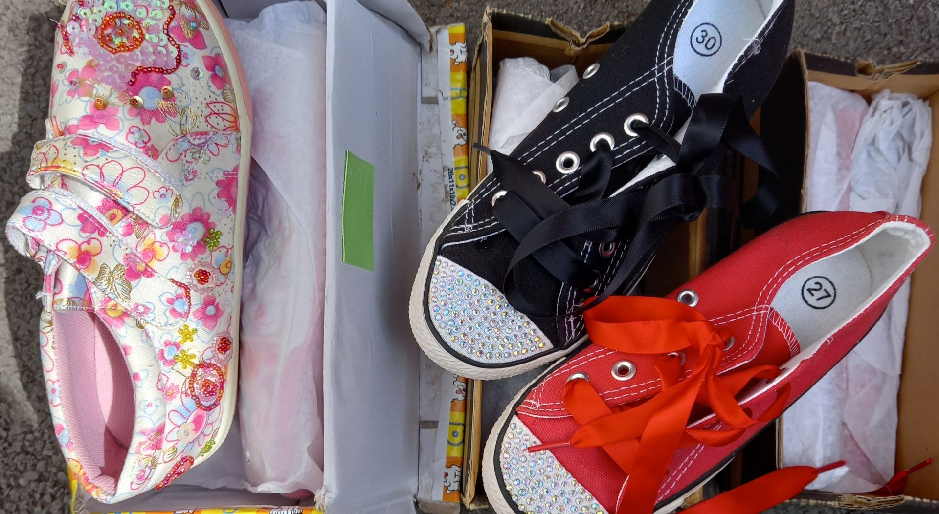 3 brand new pairs of children's shoes.