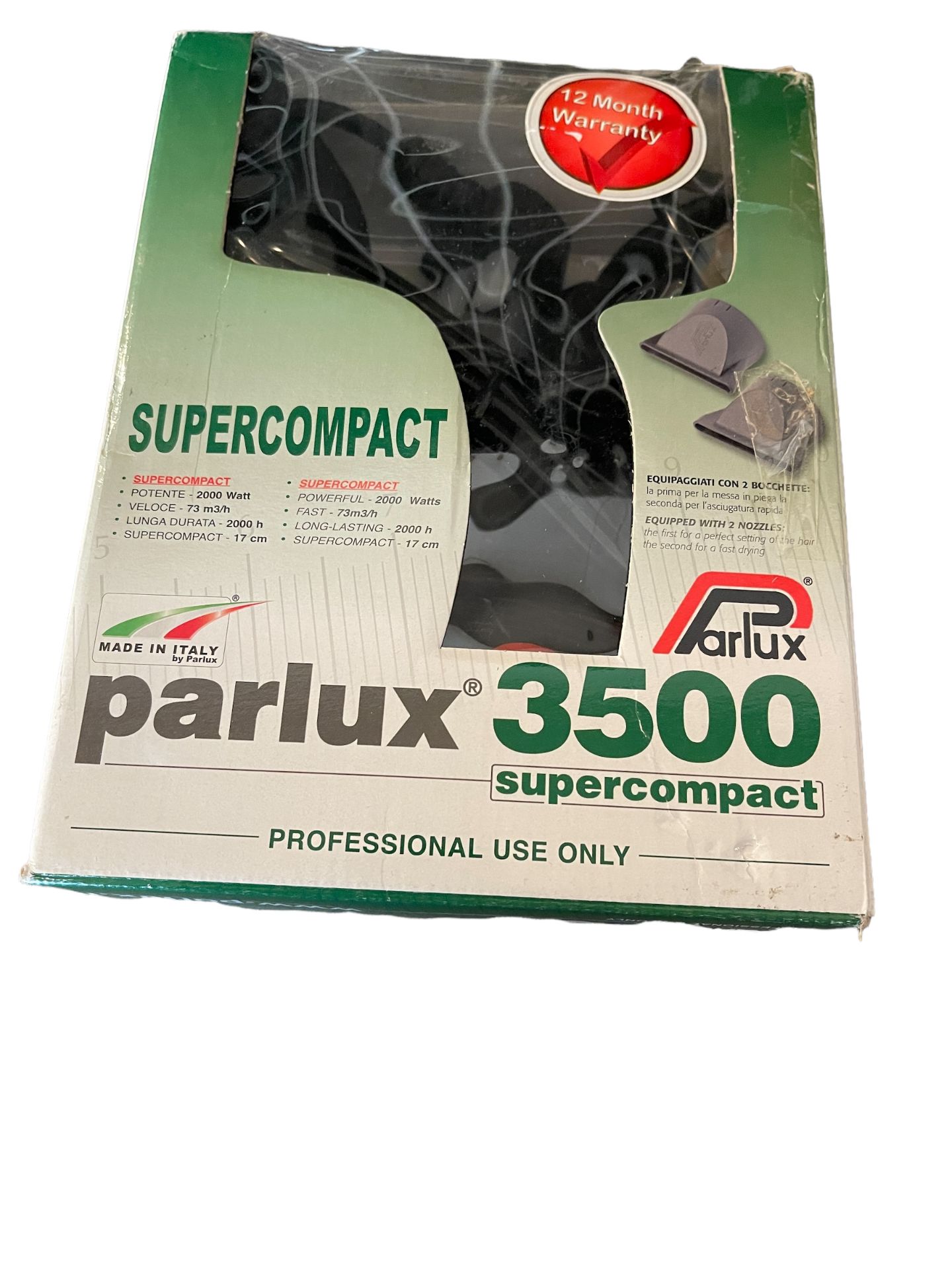 Parlux 3500 Supercompact Hair Dryer Professional Black - Image 6 of 11