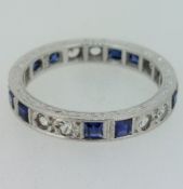 9ct White Gold (375) White & Blue Stone Eternity Ring