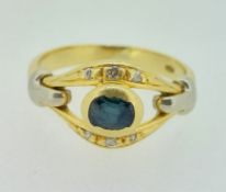 18ct Yellow Gold (750) Sapphire & Diamond Ring