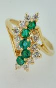 14ct Yellow Gold (585) Emerald & 0.57ct Diamond Dress Ring