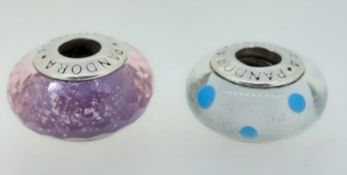 2 x Siler Pandora Murano Charms