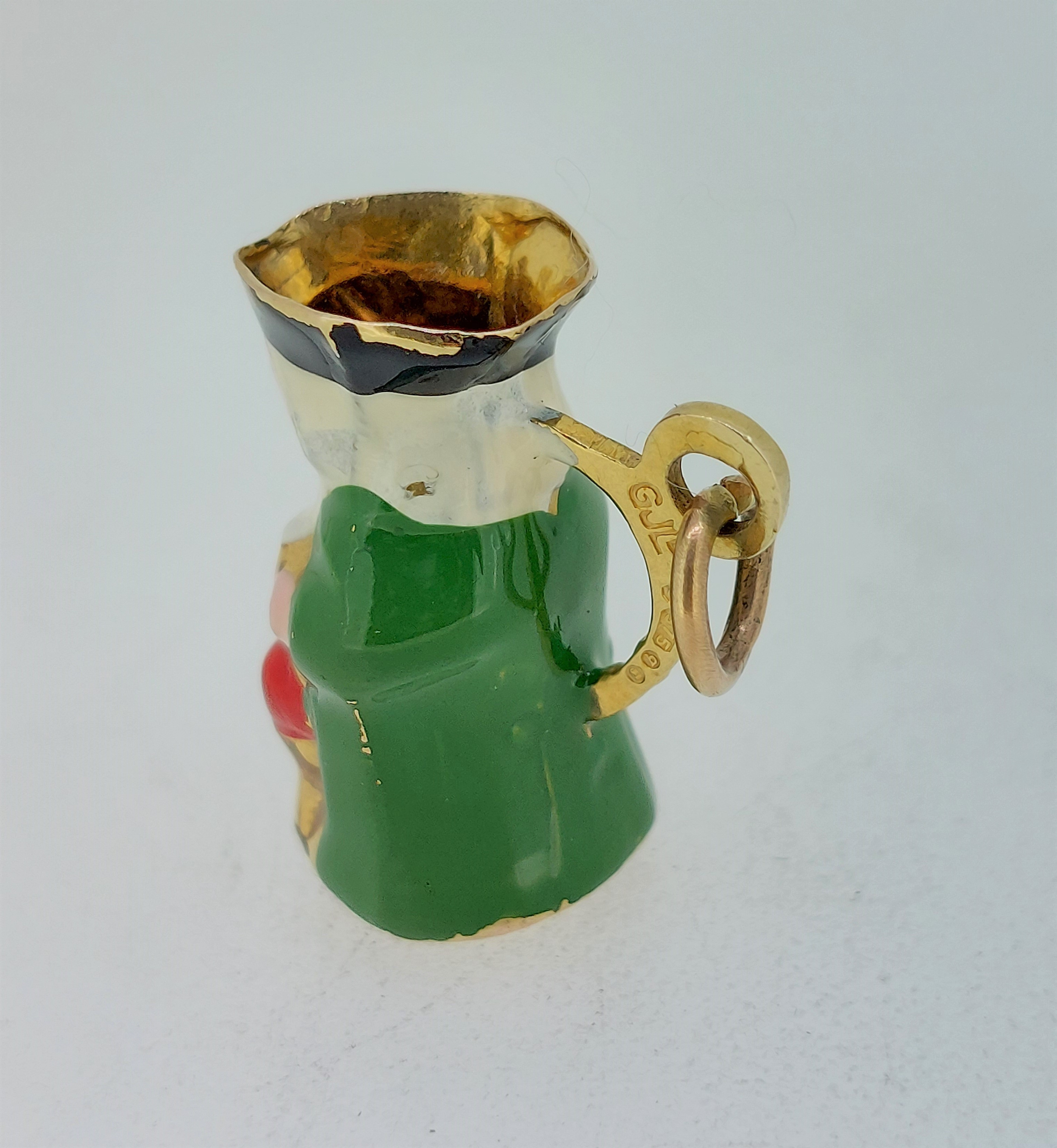 9ct Yellow Gold (375) Enamelled Toby Jug Charm Pendant - Image 3 of 8
