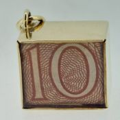 Hallmarked 9ct Yellow Gold (375) Old Ten Pound Note Charm Pendant