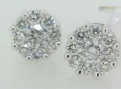 18ct White Gold (750) 0.75ct Diamond Stud Earrings (RRP £2,099)