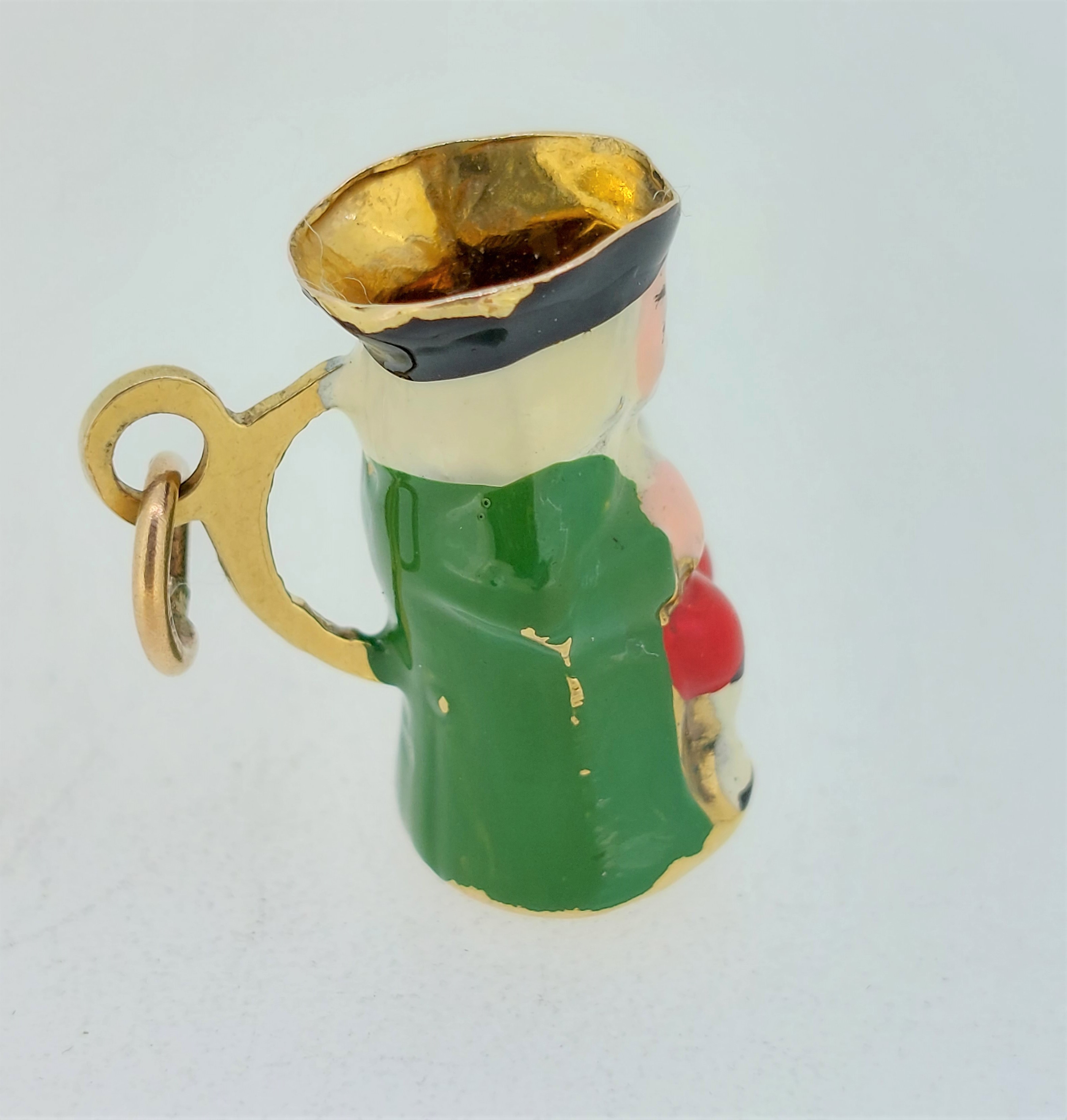 9ct Yellow Gold (375) Enamelled Toby Jug Charm Pendant - Image 2 of 8