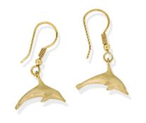 9ct Yellow Gold (375) Dolphin Drop Earrings