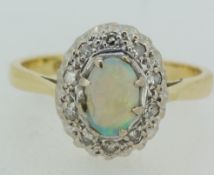 18ct Yellow Gold (750) Opal and Diamond Ring