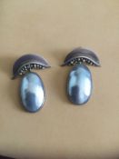 Liz Horn & Ron Zukor Pearl Bali Sterling Silver Earrings