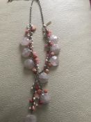 Butler & Wilson Rose quartz, Pearl and coral bead Necklace