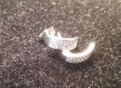 White metal and diamond chip earrings