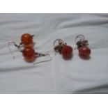 Two pairs of Amber Earrings