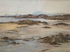Leslie P Stuart Scottish artist bn 1917 signed watercolour "Sky from Arisaig"
