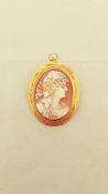 10ct Gold Victorian Cameo Brooch