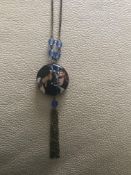 Vintage blue bead necklace with pendant