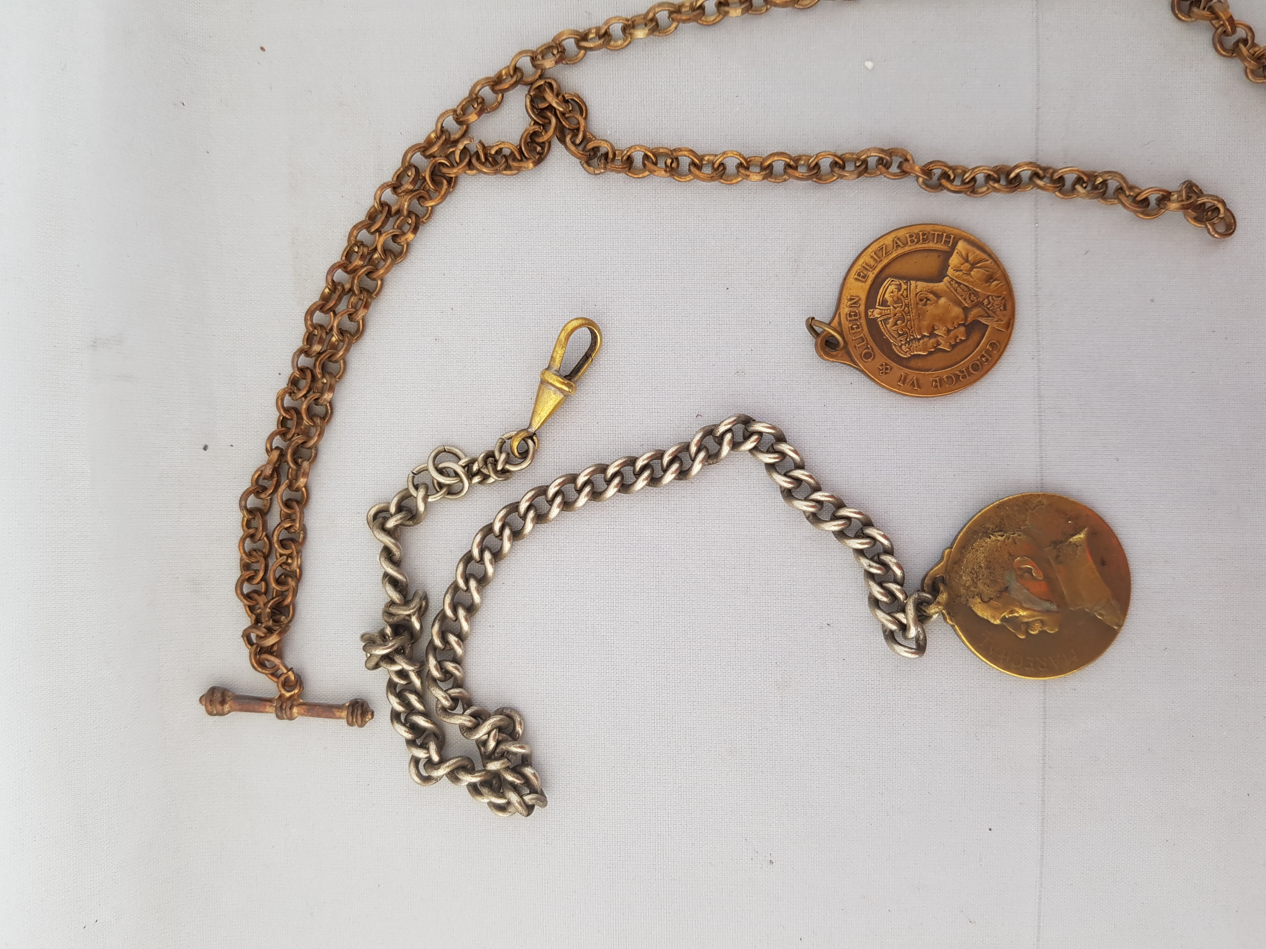 2 Fobs and Chains Dated 1918 and 1937