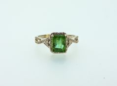 Certified 1.90 ct Natural Emerald and Diamonds 18K White Gold Ring