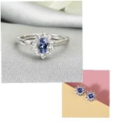 NEW!! AA Tanzanite and Natural Cambodian Zircon Ring & Halo Earrings