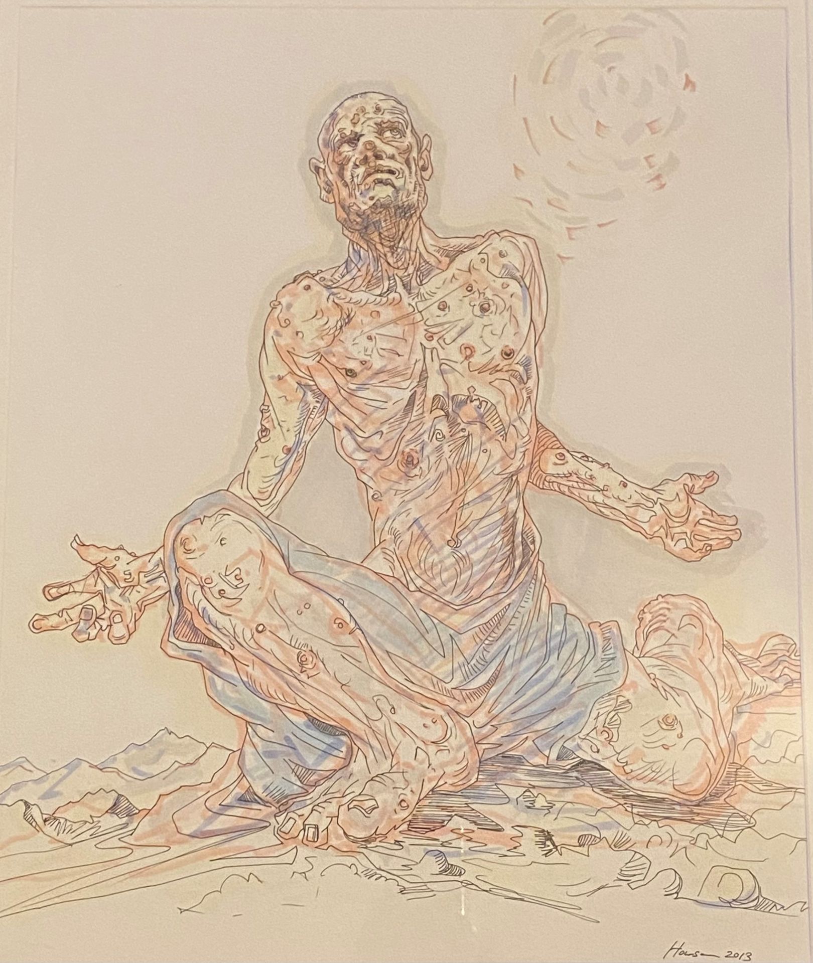 Large Peter Howson OBE (Scottish born 1958) ink and watercolour, signed, dated 2013 'Thunderstruc... - Image 2 of 3