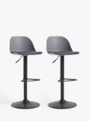 Grade C John Lewis & Partners Whistler Gas Lift Adjustable Bar Stools, Set of 2 in Grey - RRP: £1...