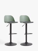 Grade C House by John Lewis Whistler Gas Lift Adjustable Bar Stools, Set of 2 in Green - RRP: £19...