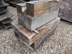 7 x Hardwood Air Dried Sawn English Oak Blocks / Beams