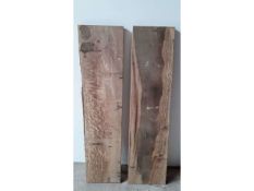 2 x Hardwood Kiln Dried Brown Tiger Waney Edge / Live Edge English Pippy Oak Slabs / Resin River T.