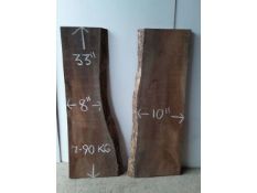 2 x Hardwood Kiln Dried Timber Sawn Waney Edge English Elm Boards / Planks