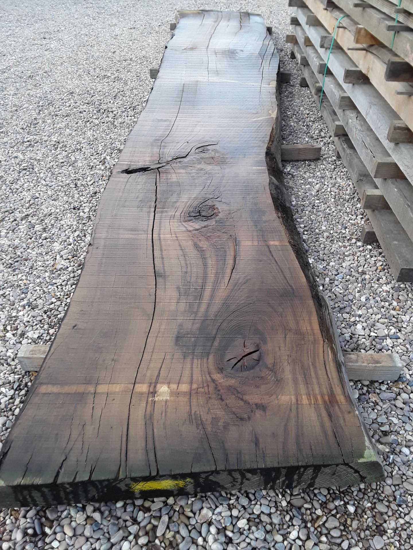 Hardwood Air Dried Sawn English Chestnut Waney Edge/ Live Edge Slab/ Table Top - Bild 4 aus 8