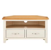 (5/P) RRP £269. Norfolk Two Tone Corner TV Unit Grey/Oak. Dimensions (H48x W90x D44cm). (XK6992/0...