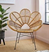 (48) RRP £199. Flores Natural Rattan Chair With Black Metal Legs. (No Fixings In Lot). Chair Dime...