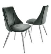 (90/7J) RRP £169. Anais Velvet Pair of Dining Chairs Charcoal. JG5497/02