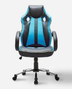 (31/6E) RRP £119. Phoenix Gaming Chair Black/Blue. Dimensions (H.112-121 x W65 x D68cm). (IX113/0...