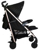 (74/R9) RRP £169. My Babiie Signature Range by Billie Faiers Quilted Black Lightweight Stroller....