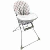 (72/R9) RRP £39. My Babiie Cherish Dani Dyer Compact High Chair With Elephants Pattern. Dimension...