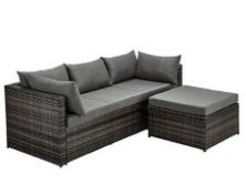 (3/P) RRP £399. Cadiz Rattan Corner Sofa Grey (FW0225/01). Dimensions (Table: H36x W64 x 64cm / S...