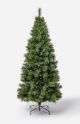 (132/6G) RRP £149. Ridgemere Pre Lit Slim Pine 6ft Christmas Tree Green. (Height 180cm Diameter...