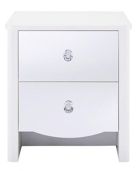 (116/7L) Lot RRP £138. 2x Amelia Children’s Mirrored Front 2 Drawer Bedside Table White RRP £69...