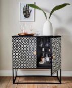 (11/P) RRP £539. Aaliyah Double Door Drinks Cabinet Monochrome. Dimensions (H90x W90x D40cm). (IX...