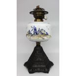 Vintage Oil Lamp with Hand Painted Windmill Font