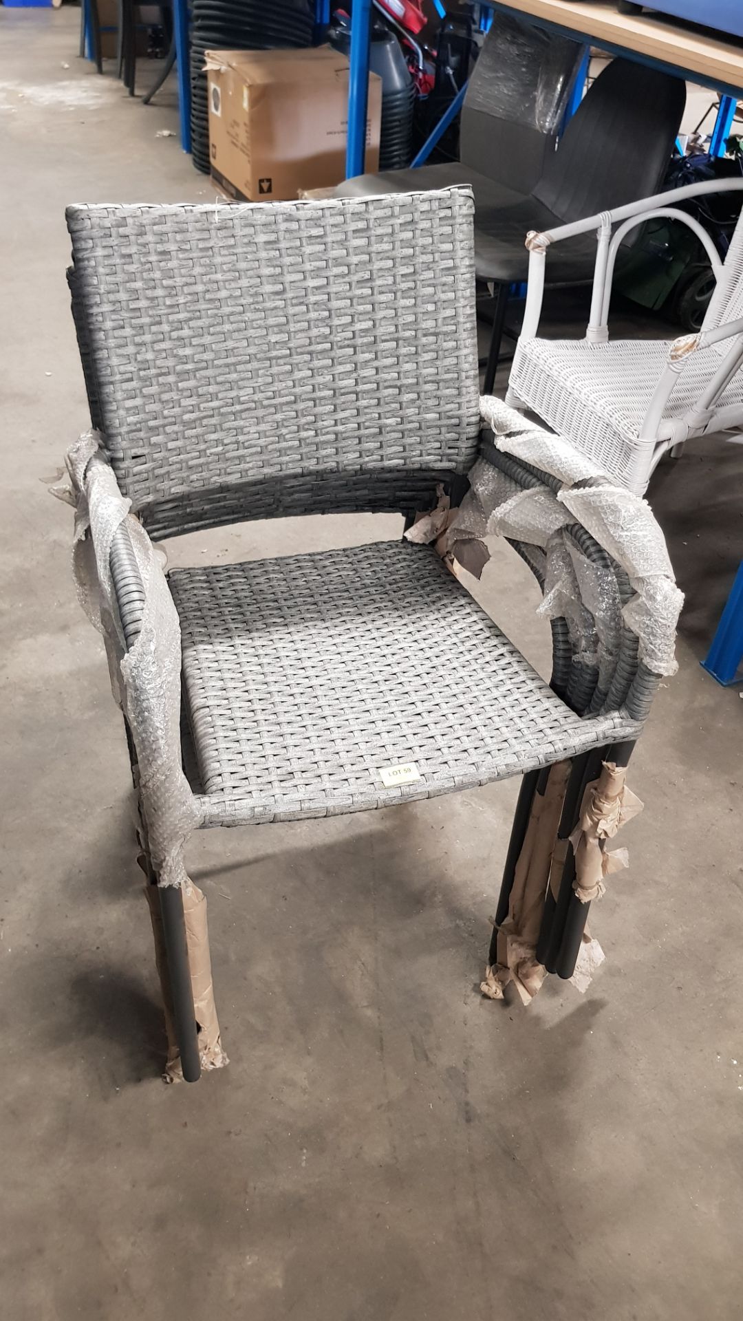 (59/5E) 6x Bambrick Rattan Effect Stackable Chair Grey. Chair: (H82x W52x D59cm). - Image 5 of 5