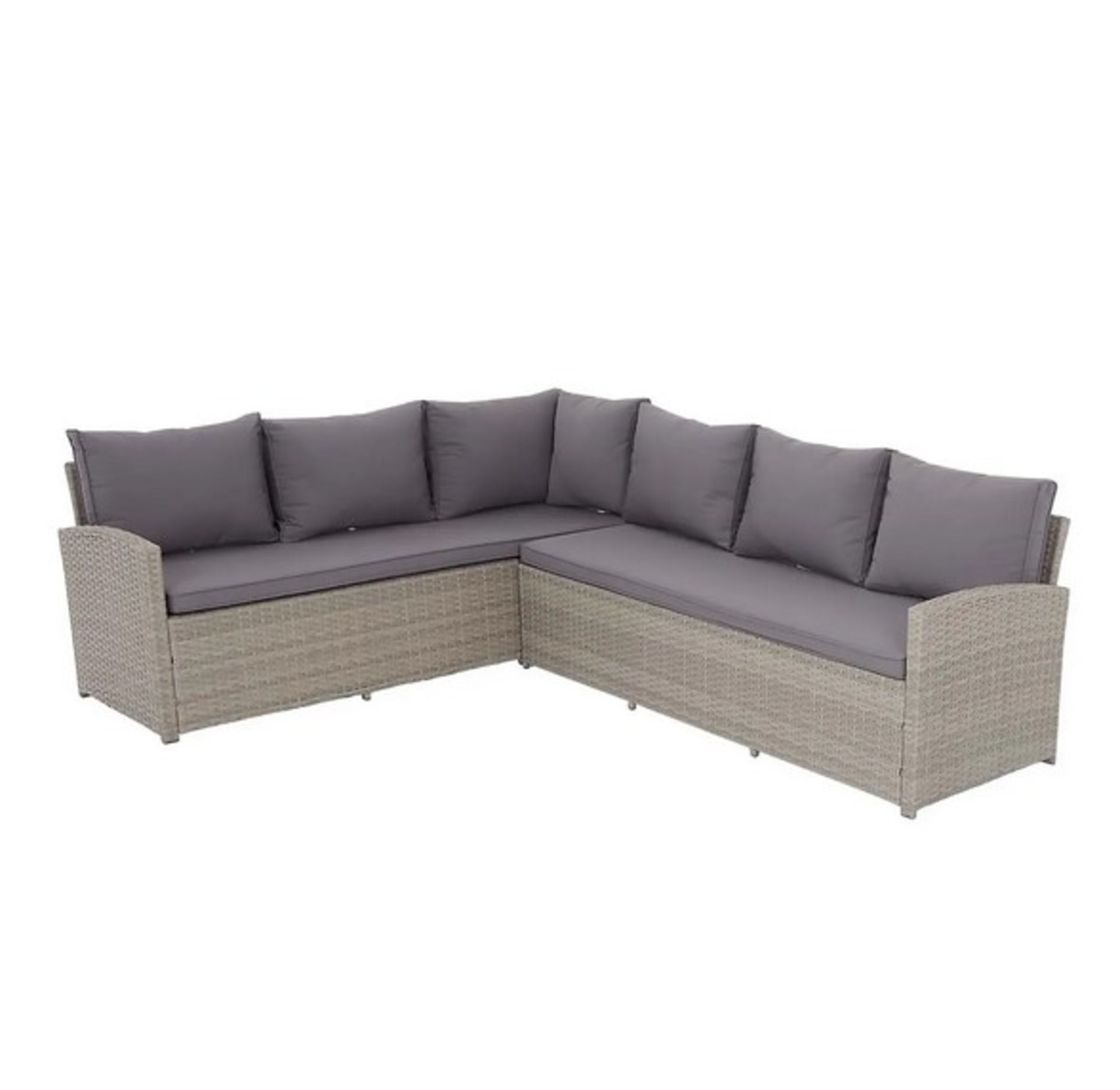 (10/P) RRP £850 (When Complete). Matara Grey Rattan Corner Garden Sofa Set. Suitable for Indoor A...