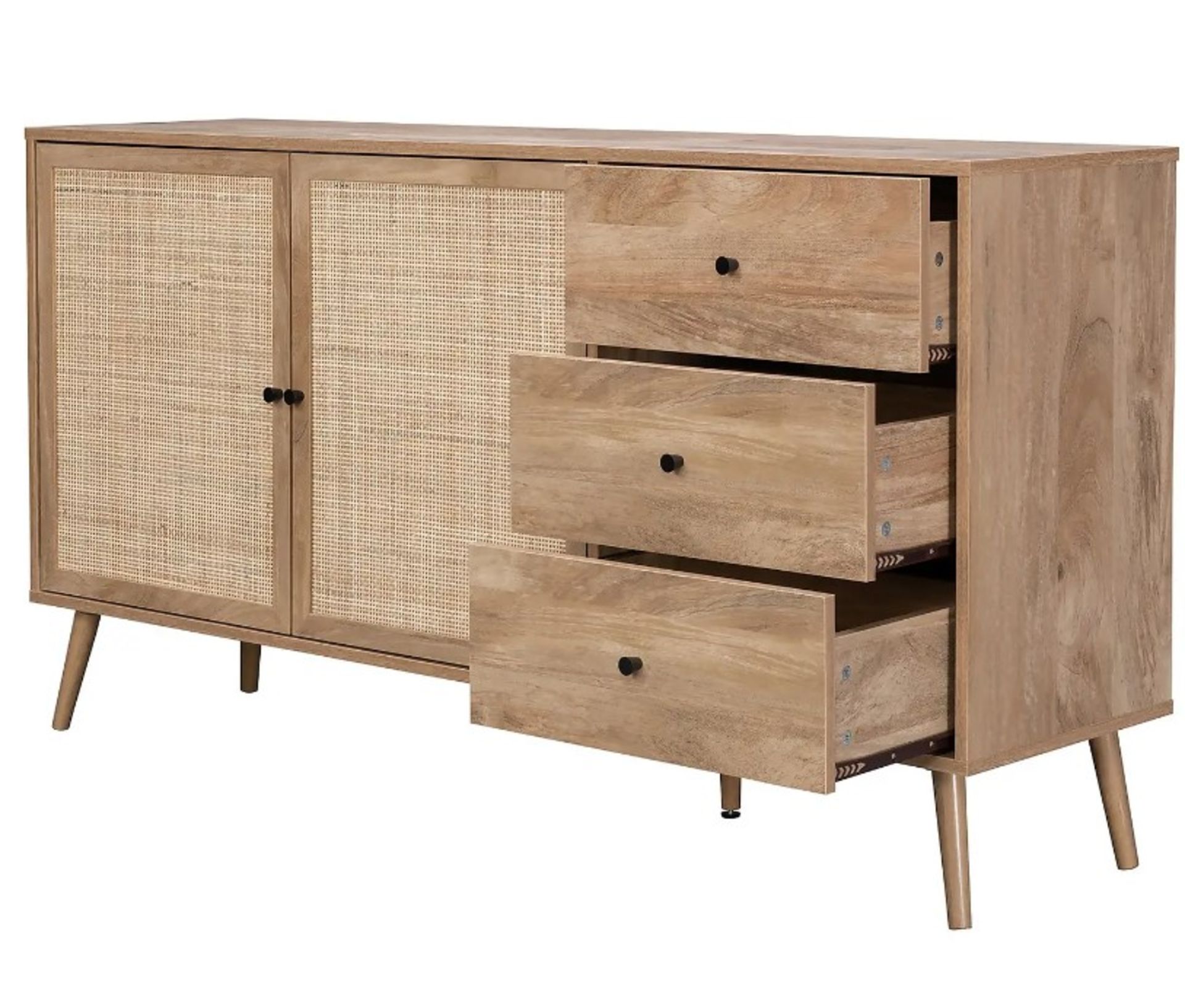 (23/P) RRP £215. Kubu Rattan Large Sideboard. Woven Cane Detailing, Wood Effect Finish. Metal Han... - Image 2 of 9