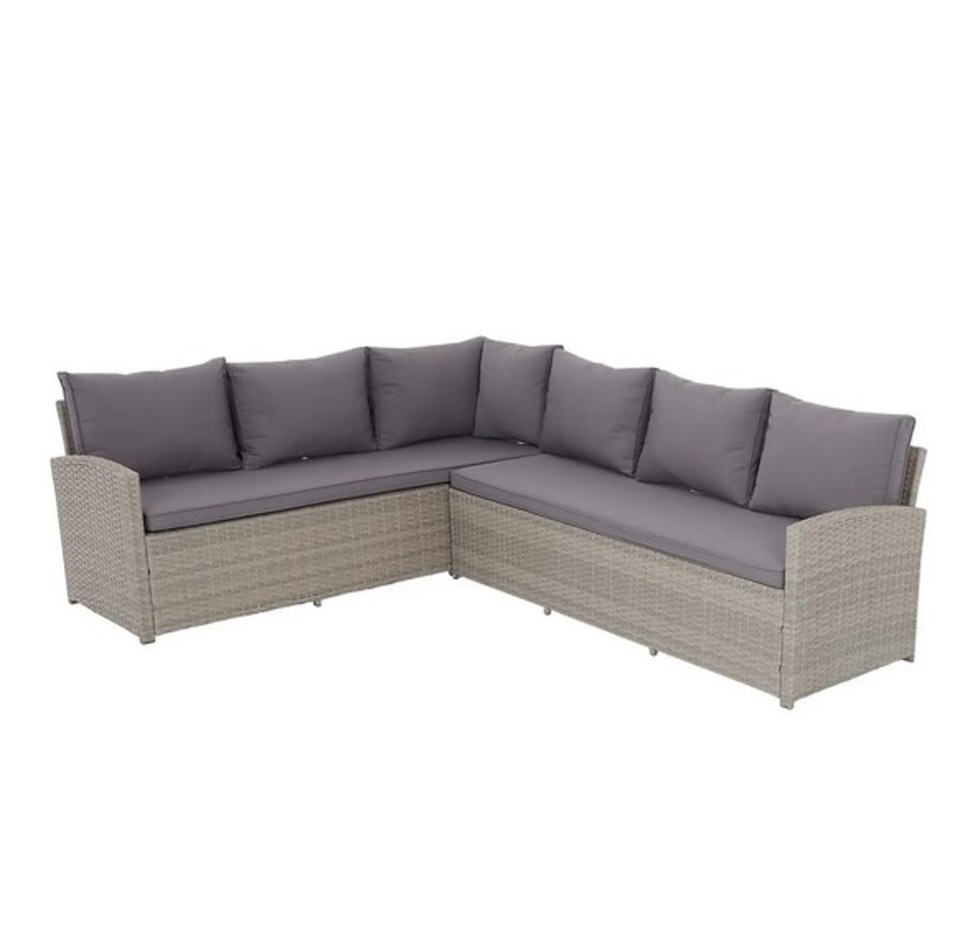 (12/P) RRP £850 (When Complete). Matara Grey Rattan Corner Garden Sofa Set. Suitable for Indoor A...