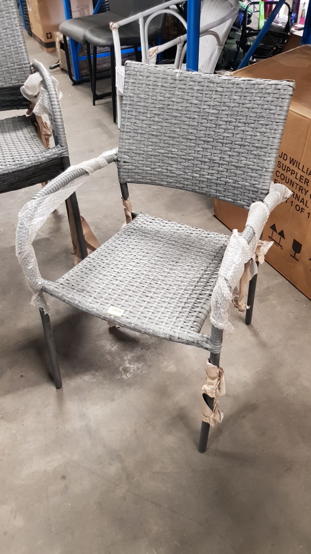 (59/5E) 6x Bambrick Rattan Effect Stackable Chair Grey. Chair: (H82x W52x D59cm). - Image 3 of 5