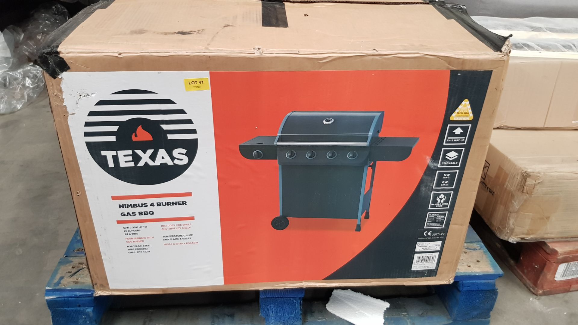 (41/P) RRP £250. Texas Nimbus 4 Burner Gas BBQ. (L130x W58.5x H107.5cm). - Image 5 of 6