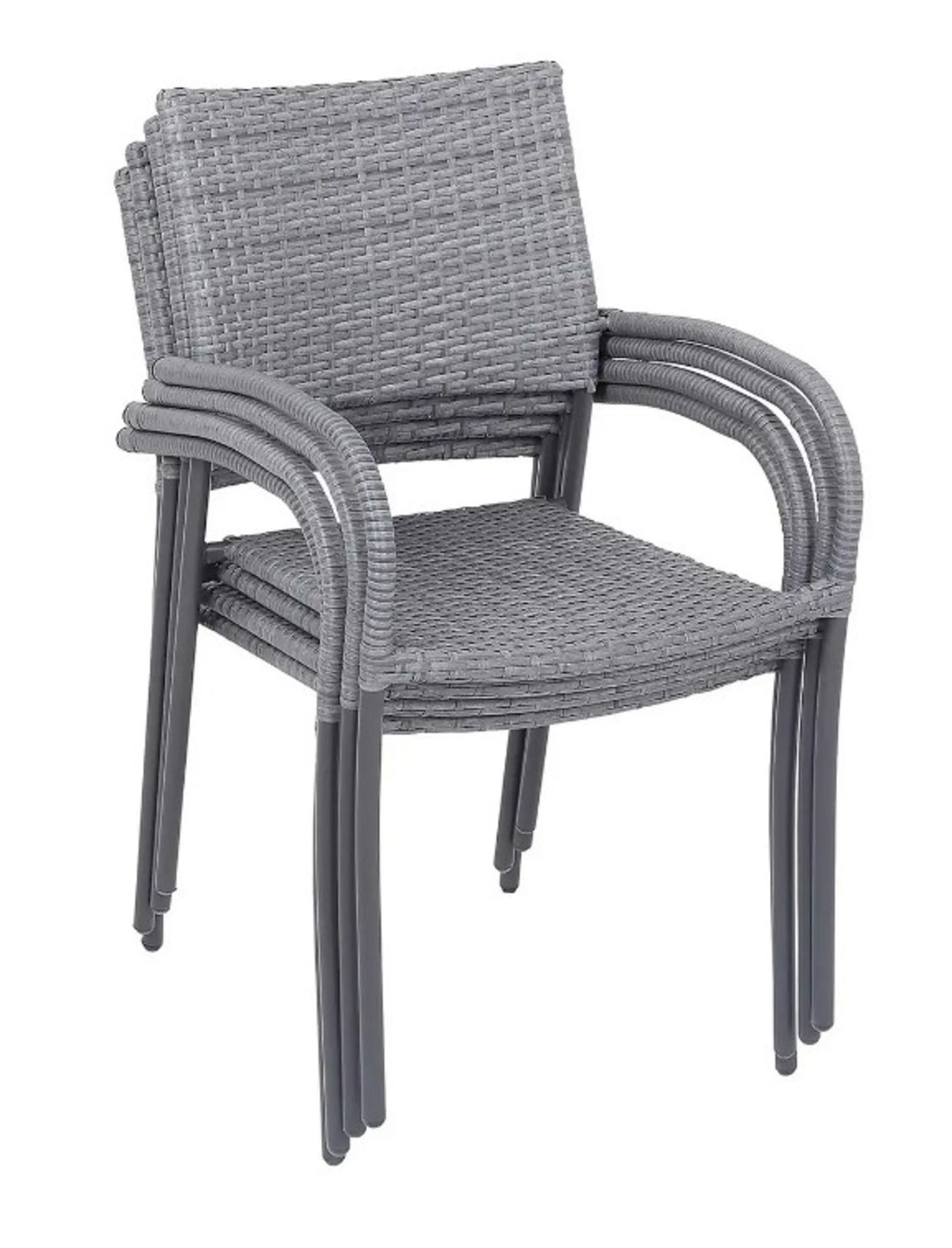 (59/5E) 6x Bambrick Rattan Effect Stackable Chair Grey. Chair: (H82x W52x D59cm).