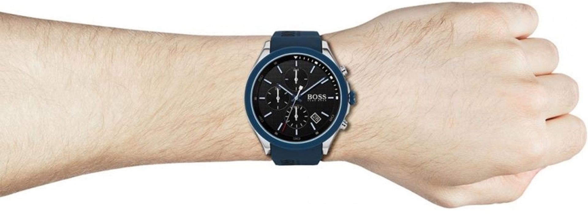Hugo Boss 1513717 Men's Velocity Blue Rubber Strap Quartz Chronograph Watch - Image 11 of 11