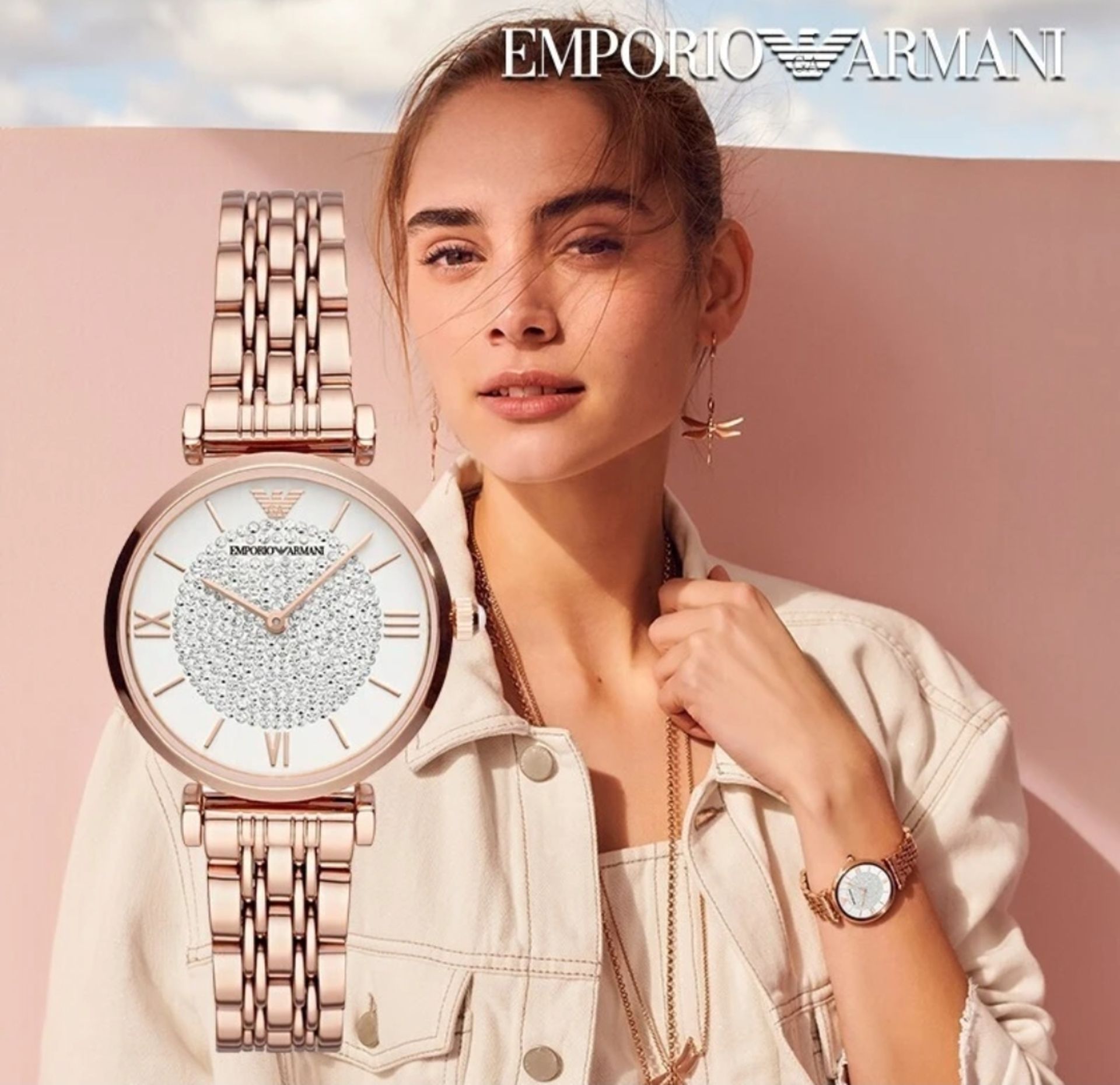 Emporio Armani AR11244 Ladies Gianni T-Bar Rose Gold Quartz Designer Watch - Image 3 of 7