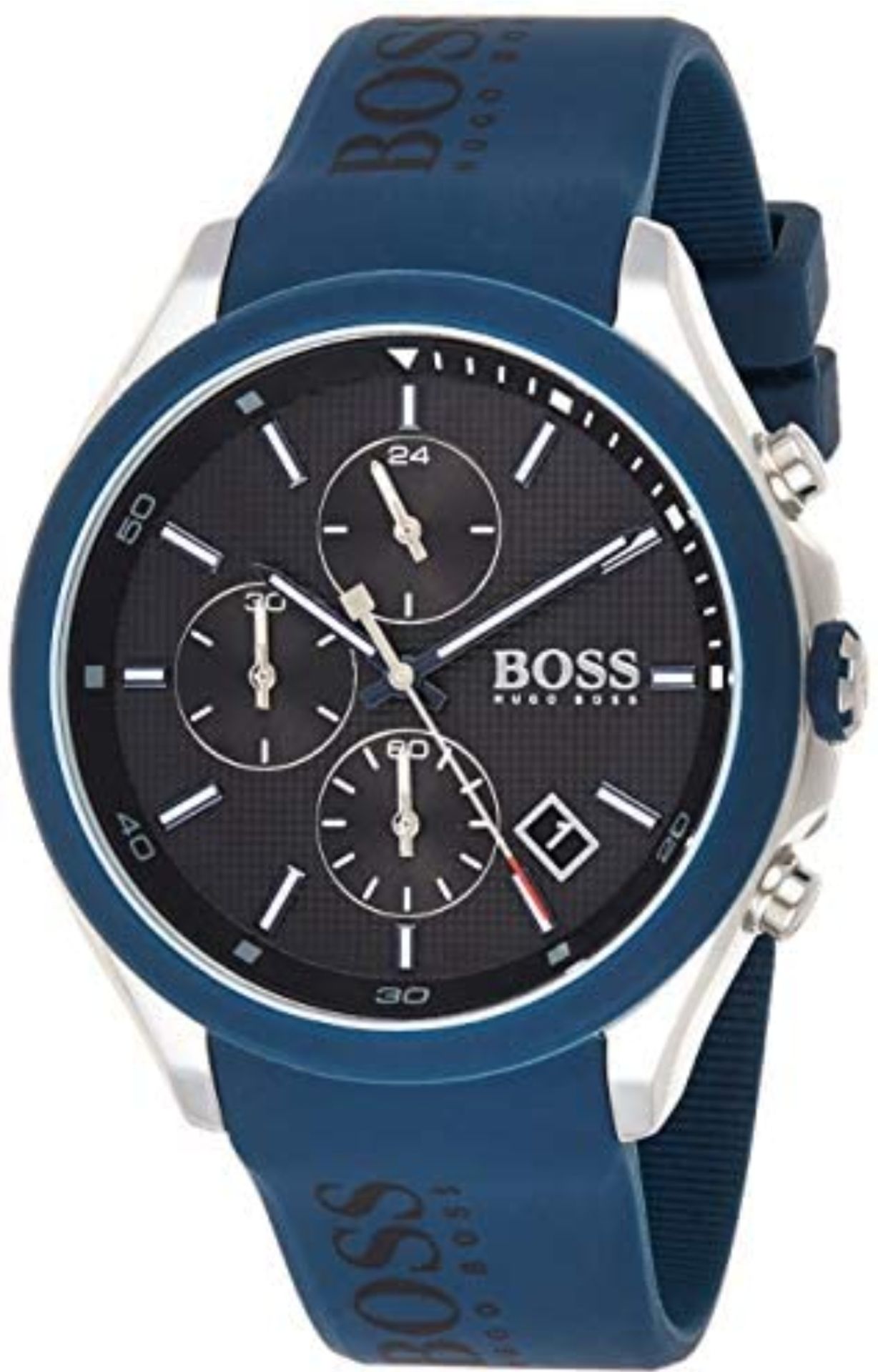 Hugo Boss 1513717 Men's Velocity Blue Rubber Strap Quartz Chronograph Watch - Image 4 of 11